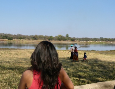 Local women fishing at the lake